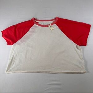 Aerie Cropped Baseball Raglan Tee NEW WITH TAGS NWT Size XL